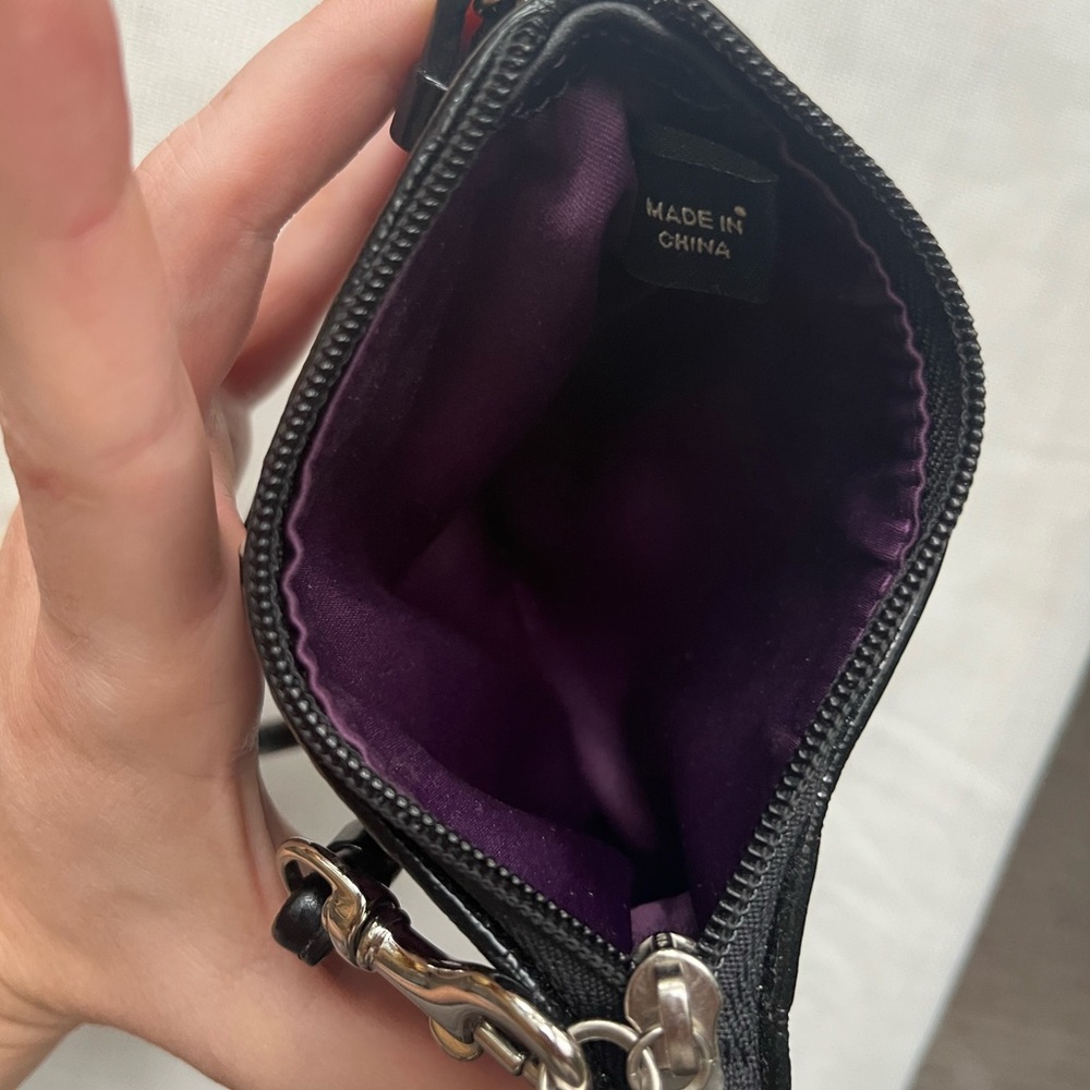 Coach Circle Pattern Wristlet in Black and Purple - Picture 3 of 3